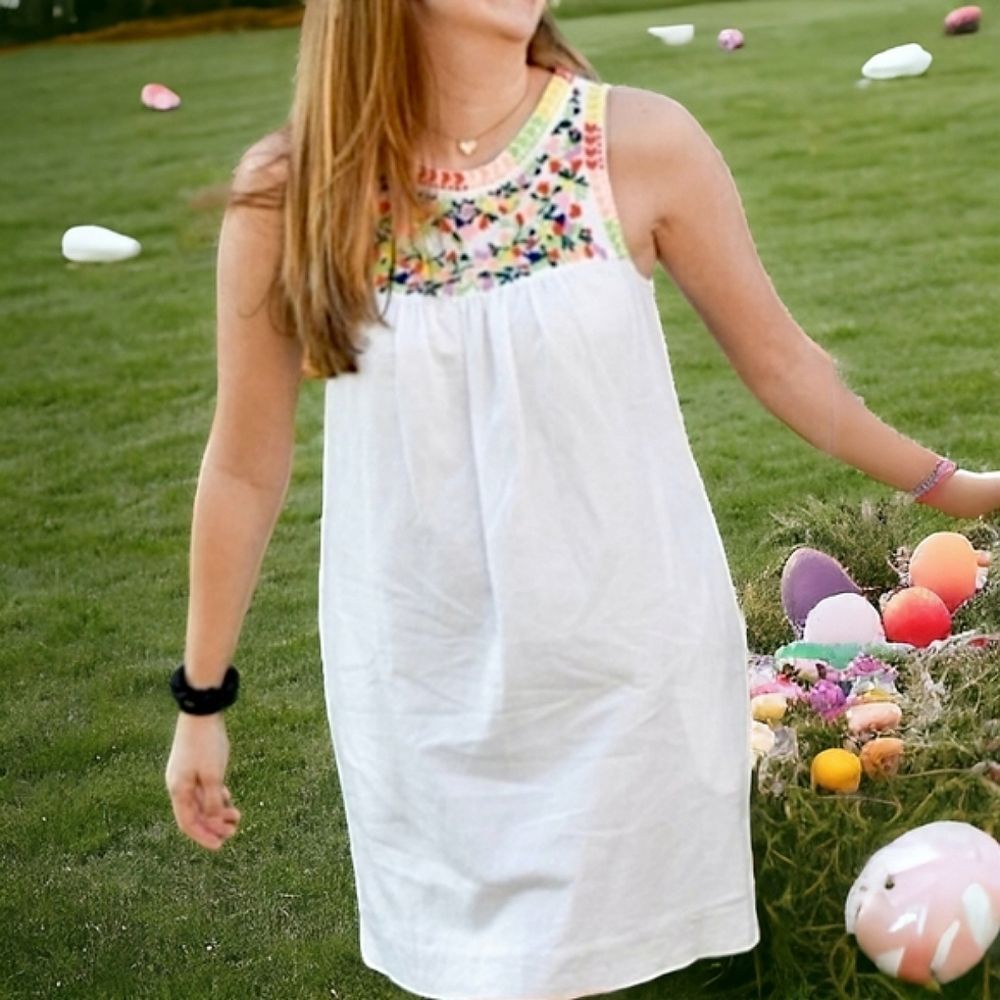 J. Crew Floral Embroidered Dress, Size 12, White/Multicolored NWT